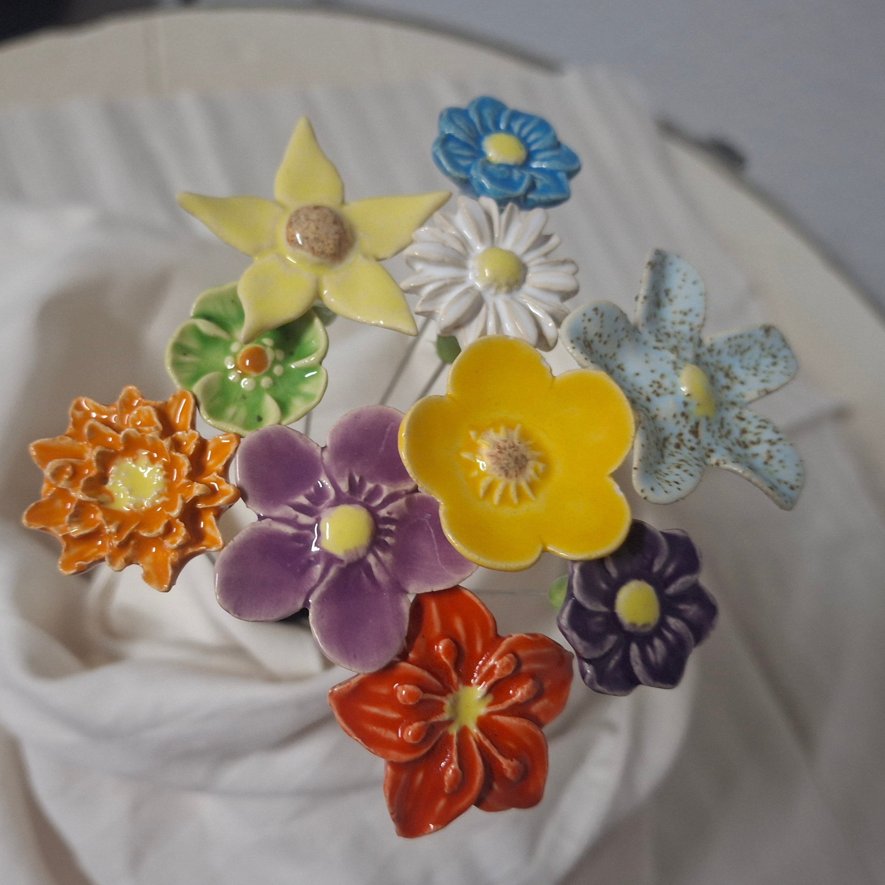 Keramikblümchen, 10 Stück, V3